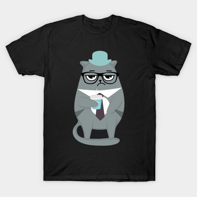 Cat and coffee Addiction T-Shirt by Tee Shop